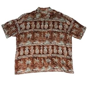 Vintage Hawaiian Munsingwear Perry Ellis Aloha Camp Shirt Safari Pineapple